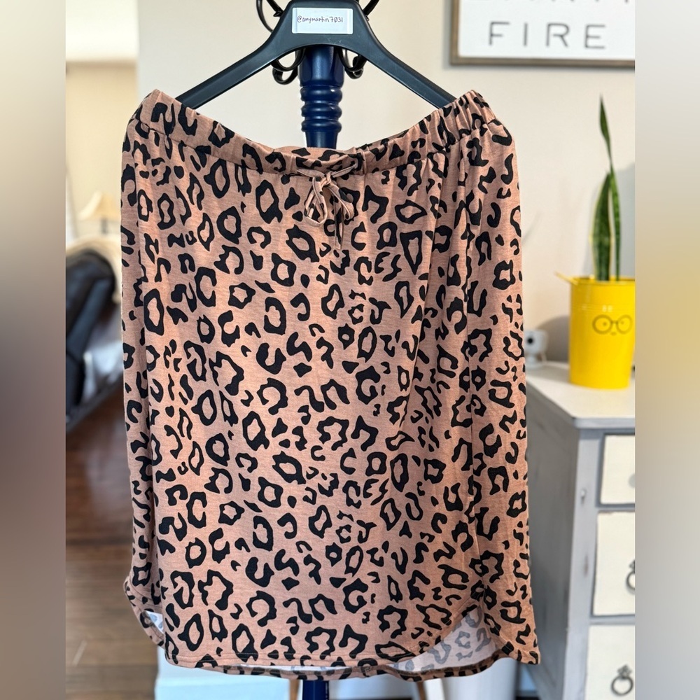 Tickled Teal Animal Print Drawstring Skirt, Size 1X